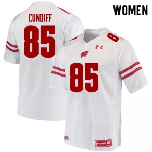 Women's Wisconsin Badgers NCAA #85 Clay Cundiff White Authentic Under Armour Stitched College Football Jersey DL31K44WT